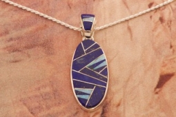 Navajo Artist Calvin Begay Genuine Blue Lapis Sterling Silver Pendant